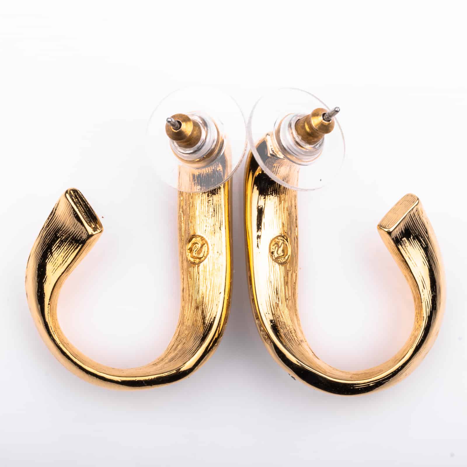 Swarovski-Ohrringe-vergoldete-Rückseiten-Schwan-Signatur