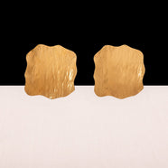 AVON Vintage Clip-On Earrings 1988 Square Wavy Gold-Plated Retro Jewelry