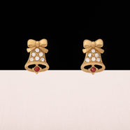 AVON Ohrringe 1991 Weihnachtsglocken vergoldet Kristalle Schleife Weihnachten Vintage Schmuck