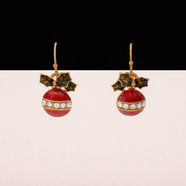 AVON Ohrringe Hänger Weihnachtskugel rot Emaille Kristalle Weihnachten Vintage Schmuck