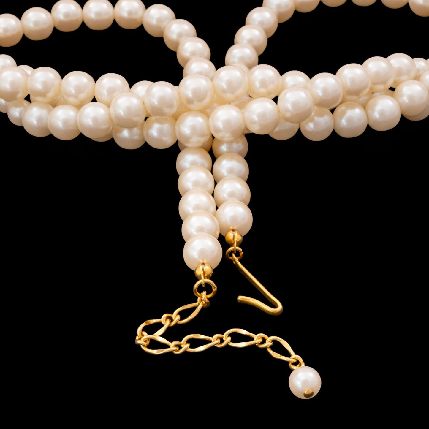 Avon-Perlenkette-Haken-Kette-Verschluss-vergoldet