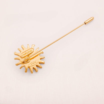 Avon-Pin-Nadel-Brosche-Sonne-Smithsonian-vergoldete-Rückseite-signiert