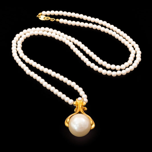 Avon-lange-Perlenkette-großer-Perlen-Anhänger-1994