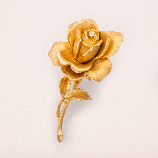 Brosche-Rose-vergoldet-Kristall