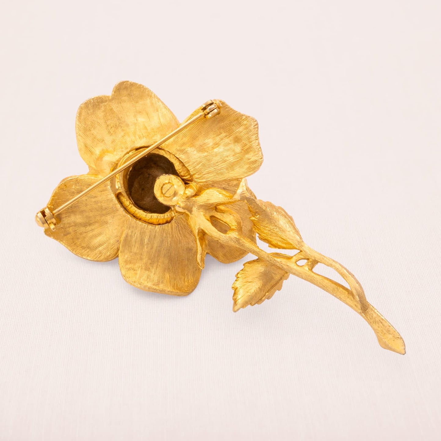 Brosche-Rose-vergoldete-Rücksete