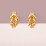 Christian DIOR Vintage Clip-On Earrings Knot Gold-Plated Crystals Elegant Jewelry