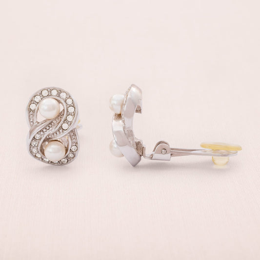 Christian-Dior-Vintage-Ohrclips-Perlen-Kristall-umrandet