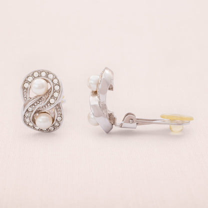 Christian-Dior-Vintage-Ohrclips-Perlen-Kristall-umrandet