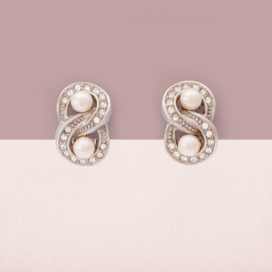 Christian-Dior-Vintage-Ohrclips-Perlen-Kristall-umrandet