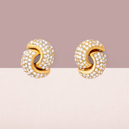 Christian DIOR Vintage Clip-On Earrings Knot Gold-Plated Pavé Crystals Luxury Jewelry