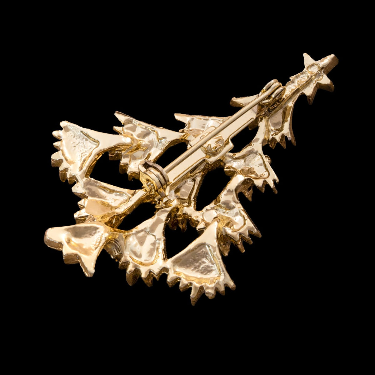 Gerrys-Weihnachtsbaum-Brosche-hellgoldfarbenes-Metall-Rückseite-signiert