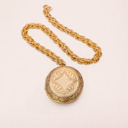 VINTAGE Halskette 1970er vergoldet Doppelankerkette Medaillon Anhänger Retro Schmuck