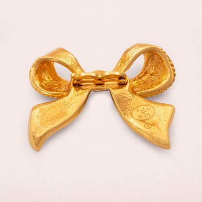 KJL FOR AVON Pendant Bow Gold-Plated Black Enamel Vintage Jewelry