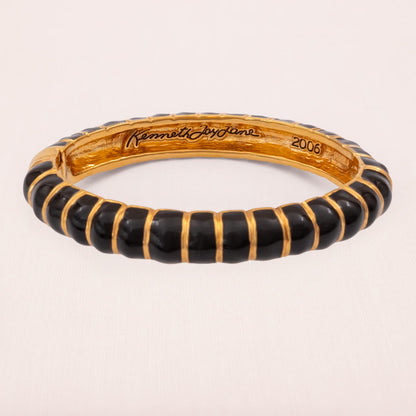 Kenneth-Jay-Lane-Armreif-2006-schwarze-Emaille-vergoldet-signiert