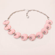LISNER Vintage Necklace 1950s Pink Swirl Rhinestone Retro Jewelry