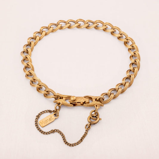 MONET Vintage Armband 1960er vergoldet Kettenglieder Charm Retro Schmuck