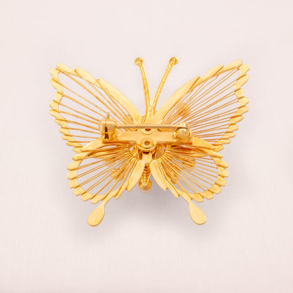 Schmetterling-Draht-Brosche-vergoldet-Rückseite