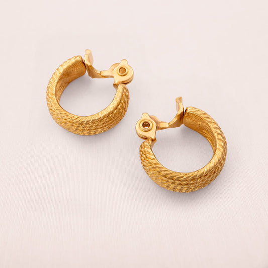 Monet-Ohrclips-vergoldete-Clip-Kreolen-strukturiert