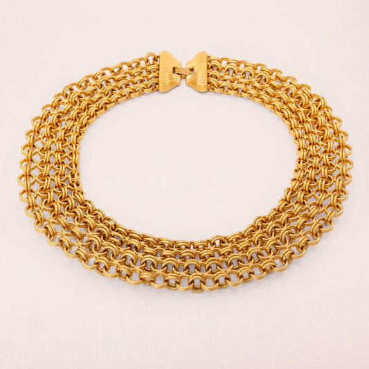 Monet-Halskette-klobiges-Statement-Design-Kettenglieder-vergoldet