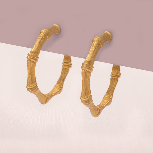 Monet-Ohrclips-Kreolen-vergoldet-Bambus-Design