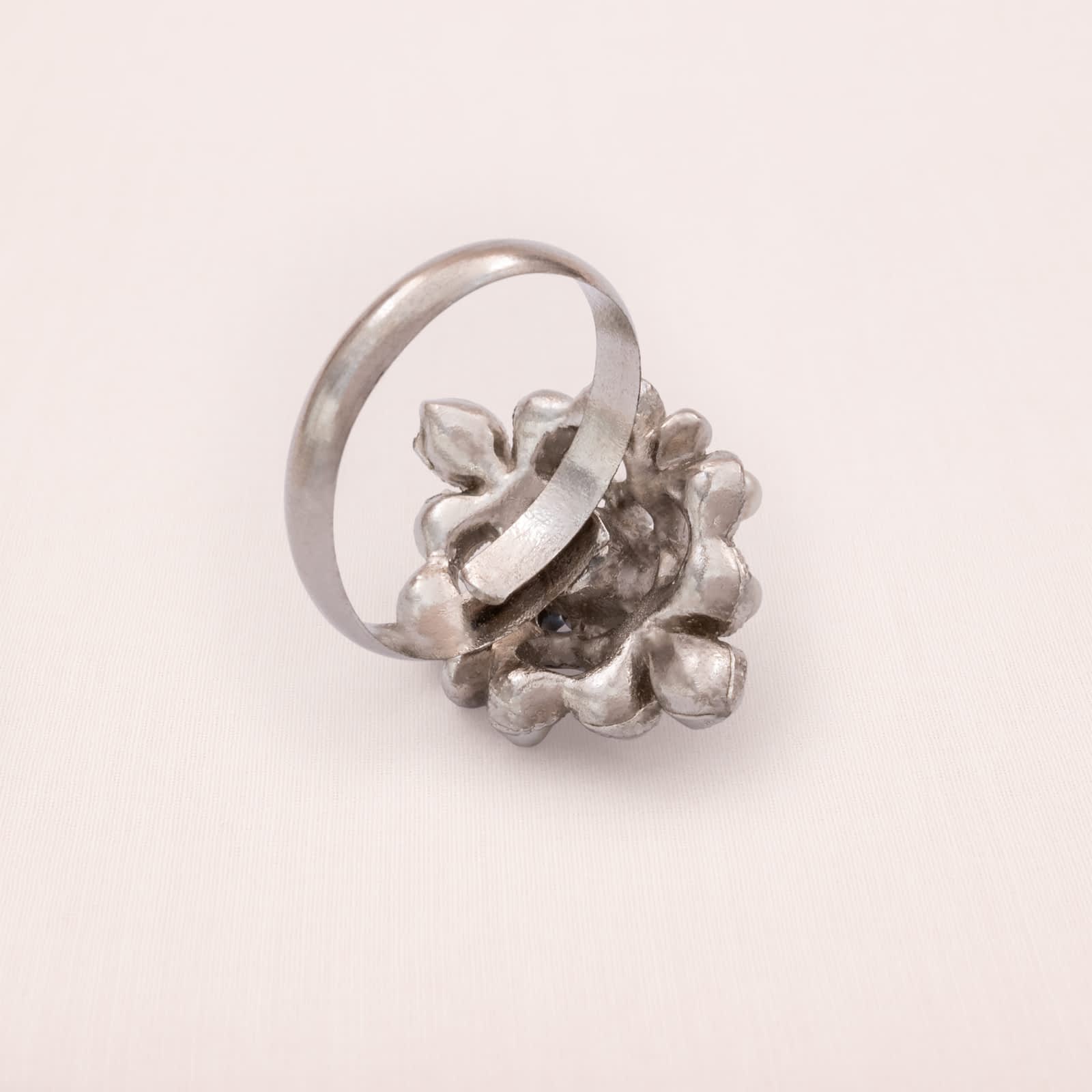 Vintage-Ring-rhodinierte-Rückseite-Ringschiene-größenverstellbar