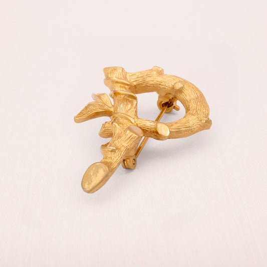 Sarah-Coventry-Brosche-Buchstabe-P-vergoldet