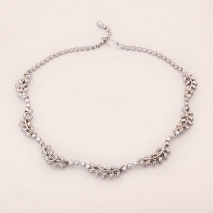 Vintage-Strass-Halskette-florales-Design-rhodinierte-Rückseite
