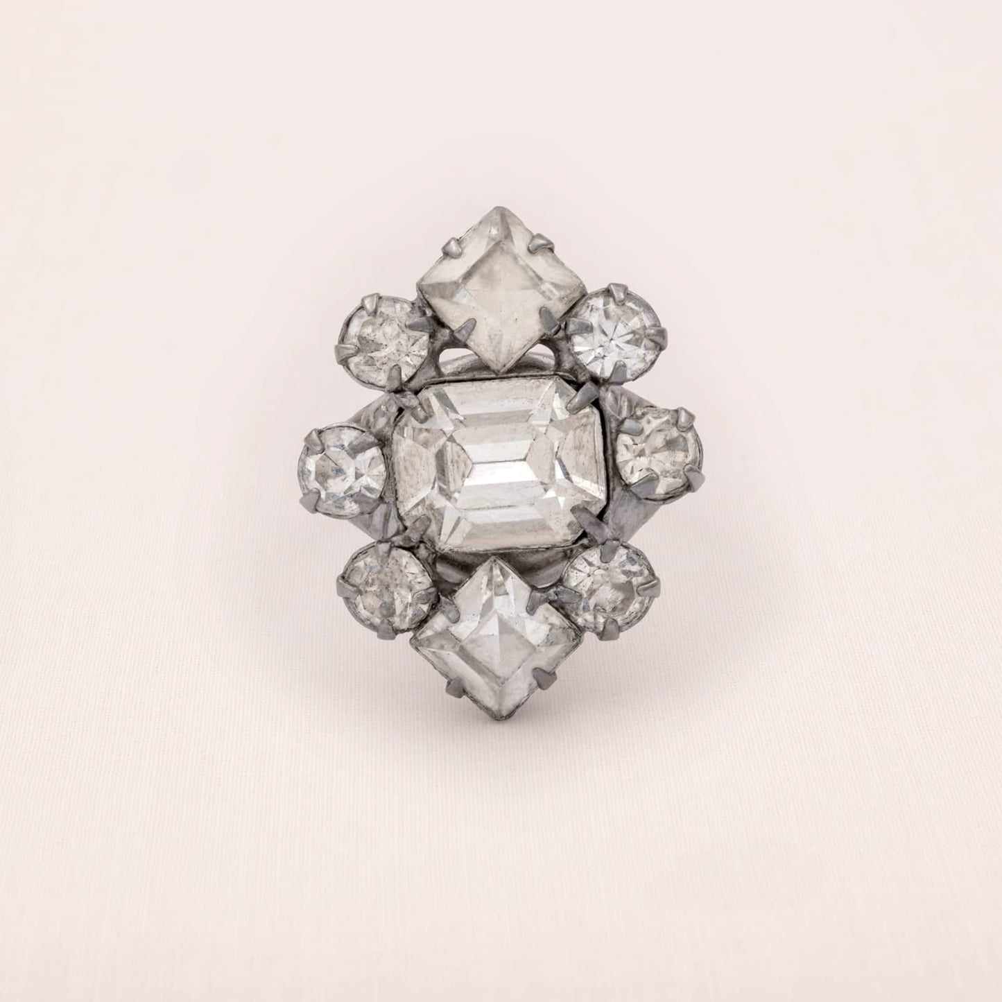 VINTAGE Ring 1950s Rhinestone Adjustable Elegant Retro Jewelry