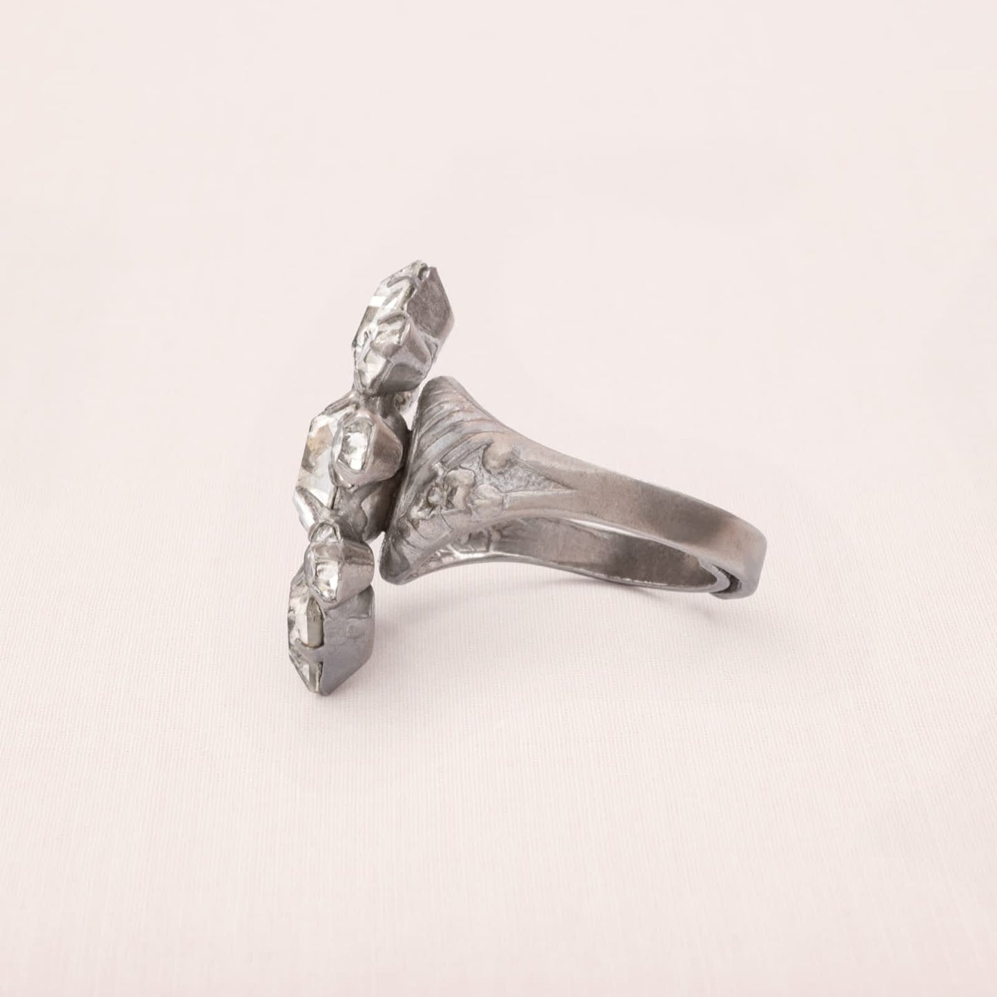 VINTAGE Ring 1950s Rhinestone Adjustable Elegant Retro Jewelry