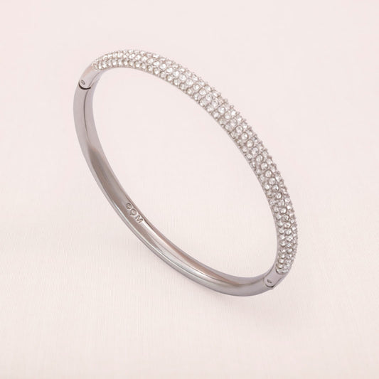 Swarovski-Armreif-zum-öffnen-rhodiniert-Kristallbesetzt-Schwan-signiert