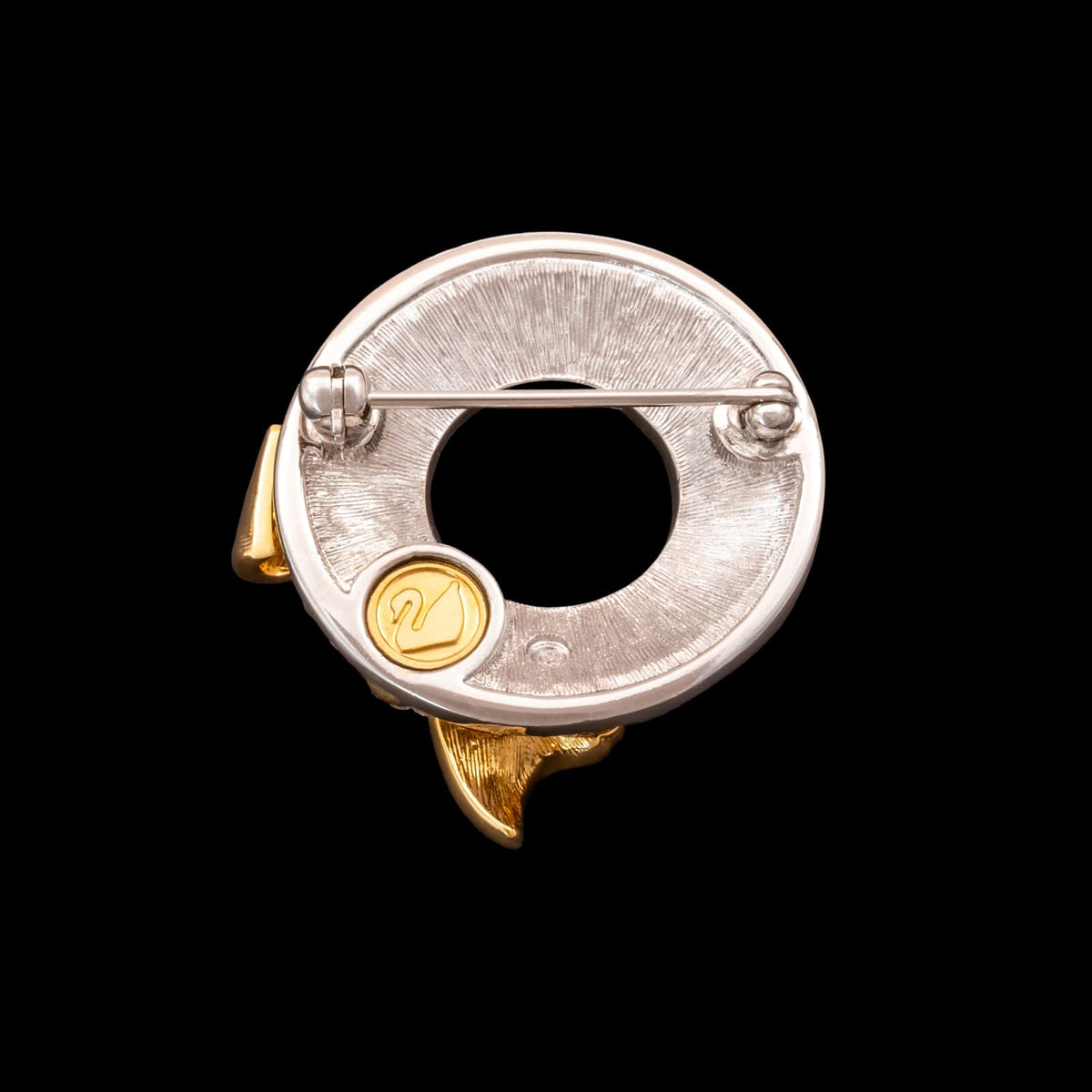 Swarovski-Brosche-Kristall-Kranz-rhodinierte-Rückseite-Schwan-signiert