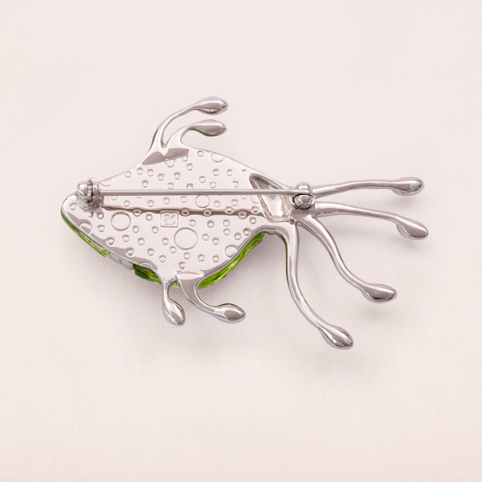 Swarovski-Brosche-tropischer-Fisch-rhodinierte-Rückseite-Schwan-signiert