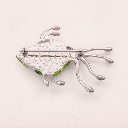 Swarovski-Brosche-tropischer-Fisch-rhodinierte-Rückseite-Schwan-signiert