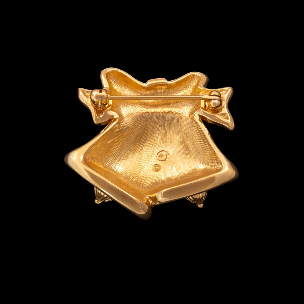 Swarovski-Brosche-Weihnahtsglocken-vergoldete-Rückseite-Schwan-signiert