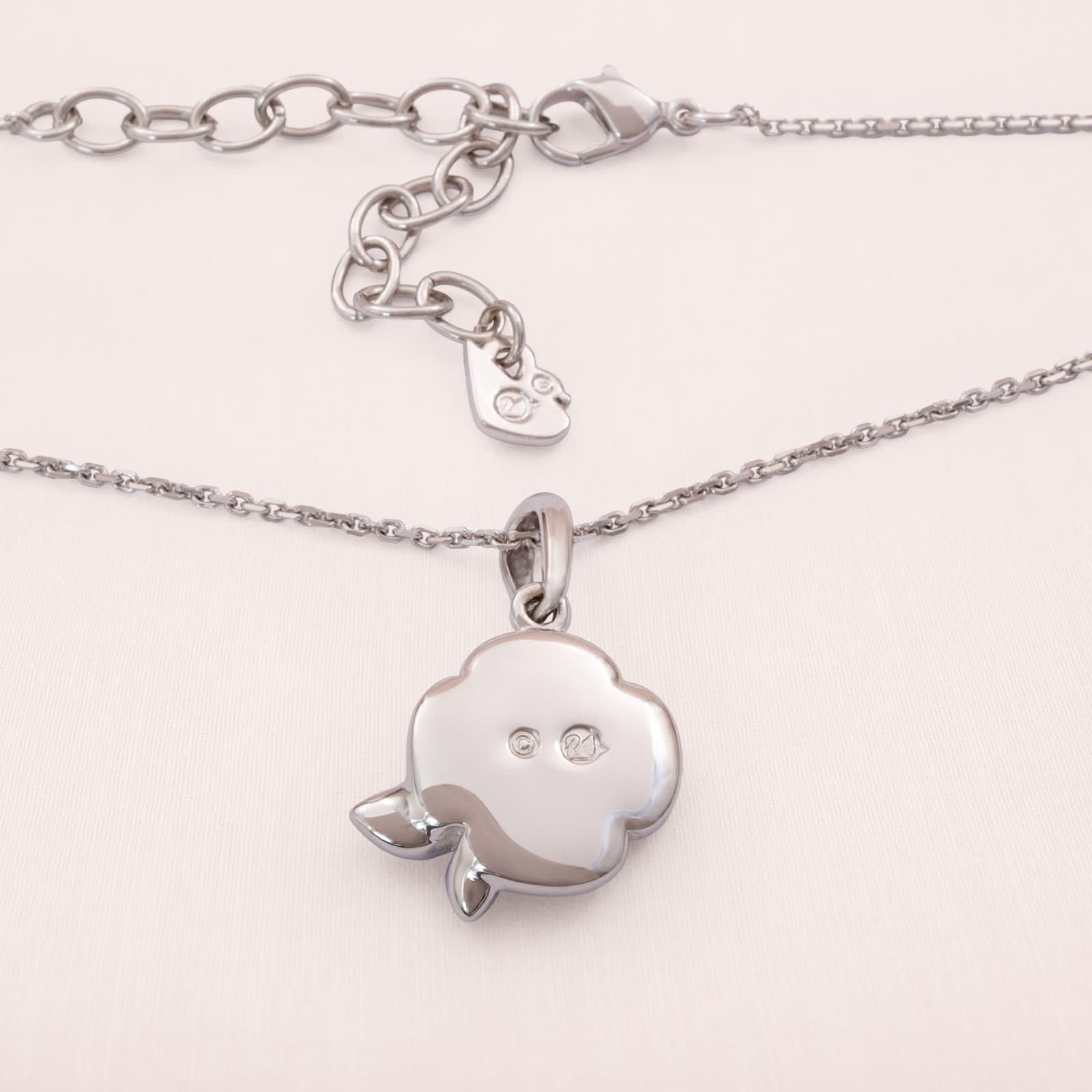 Swarovski-Halskette-silberfarbene-Kette-Anhänger-Kristall-Kleeblatt-Rückseite-Schwan-Signatur