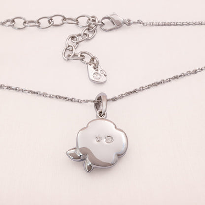 Swarovski-Halskette-silberfarbene-Kette-Anhänger-Kristall-Kleeblatt-Rückseite-Schwan-Signatur