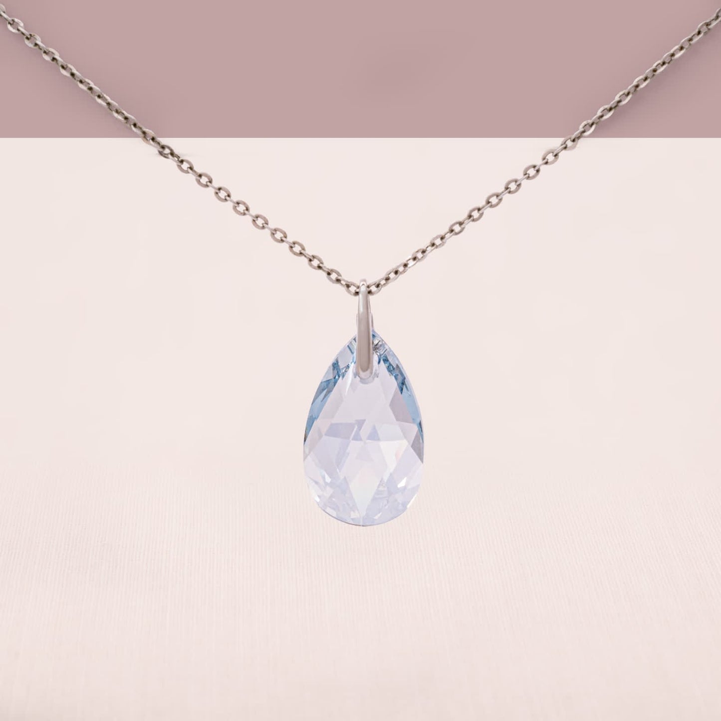 Swarovski-Halskette-Kristalltropfen-Anhänger-rhodinierte-Kette