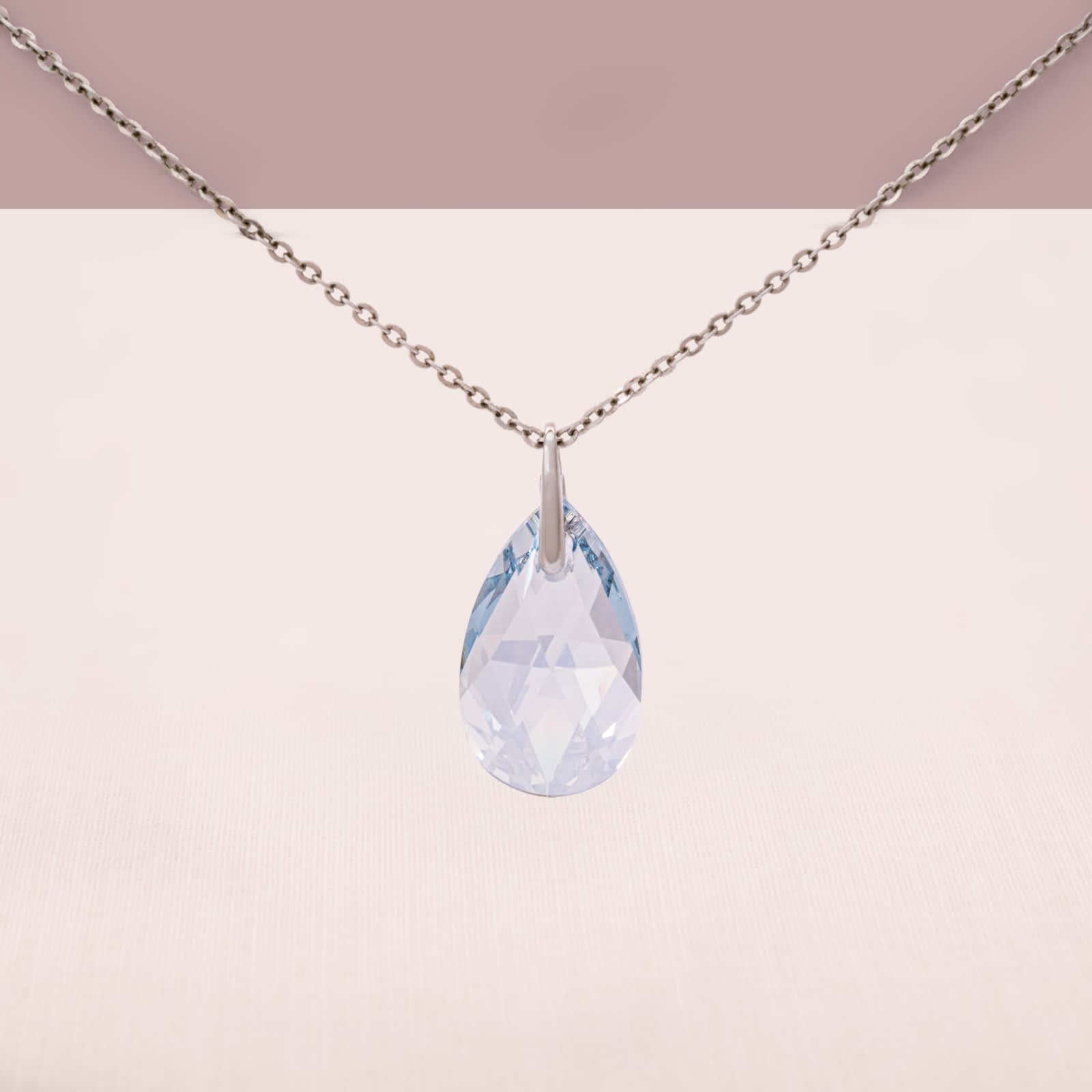 Swarovski-Halskette-Kristalltropfen-Anhänger-rhodinierte-Kette