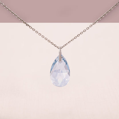 Swarovski-Halskette-Kristalltropfen-Anhänger-rhodinierte-Kette