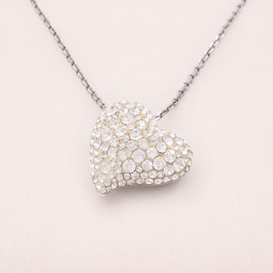 Swarovski-Halskette-silberfarben-Herz-Anhänger-Kristallbesetzt