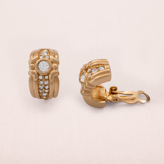 Swarovski-Ohrclips-Halbkreolen-vergoldet-Kristalle