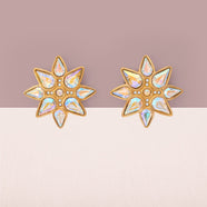 SWAROVSKI Ohrclips Sterndesign Kristalle Aurora Borealis Vintage Schmuck