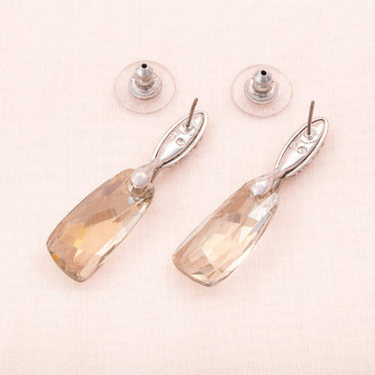 Swarovski-Ohrringe-rhodiniert-Kristallbesetzt-großer-Kristall-Hänger-Rückseiten-Schwan-signiert