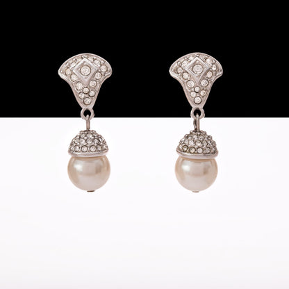 Swarovski-Ohrrinhe-Perlen-Hänger-rhodiniert-kristallbesetzt