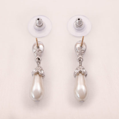 Swarovski-Ohrringe-rhodinierte-Rückseiten-Perlentropfe-Hänger-Schwan-signiert