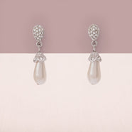 SWAROVSKI Vintage Ohrringe rhodiniert Kristalle Perlentropfen Hänger eleganter Schmuck