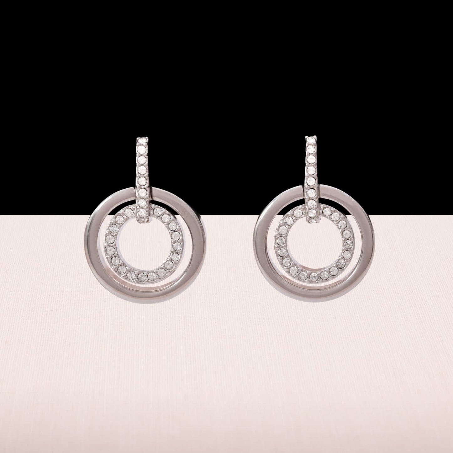 Swarovski-Ohrringe-Kristall-Ringe-silberfarben