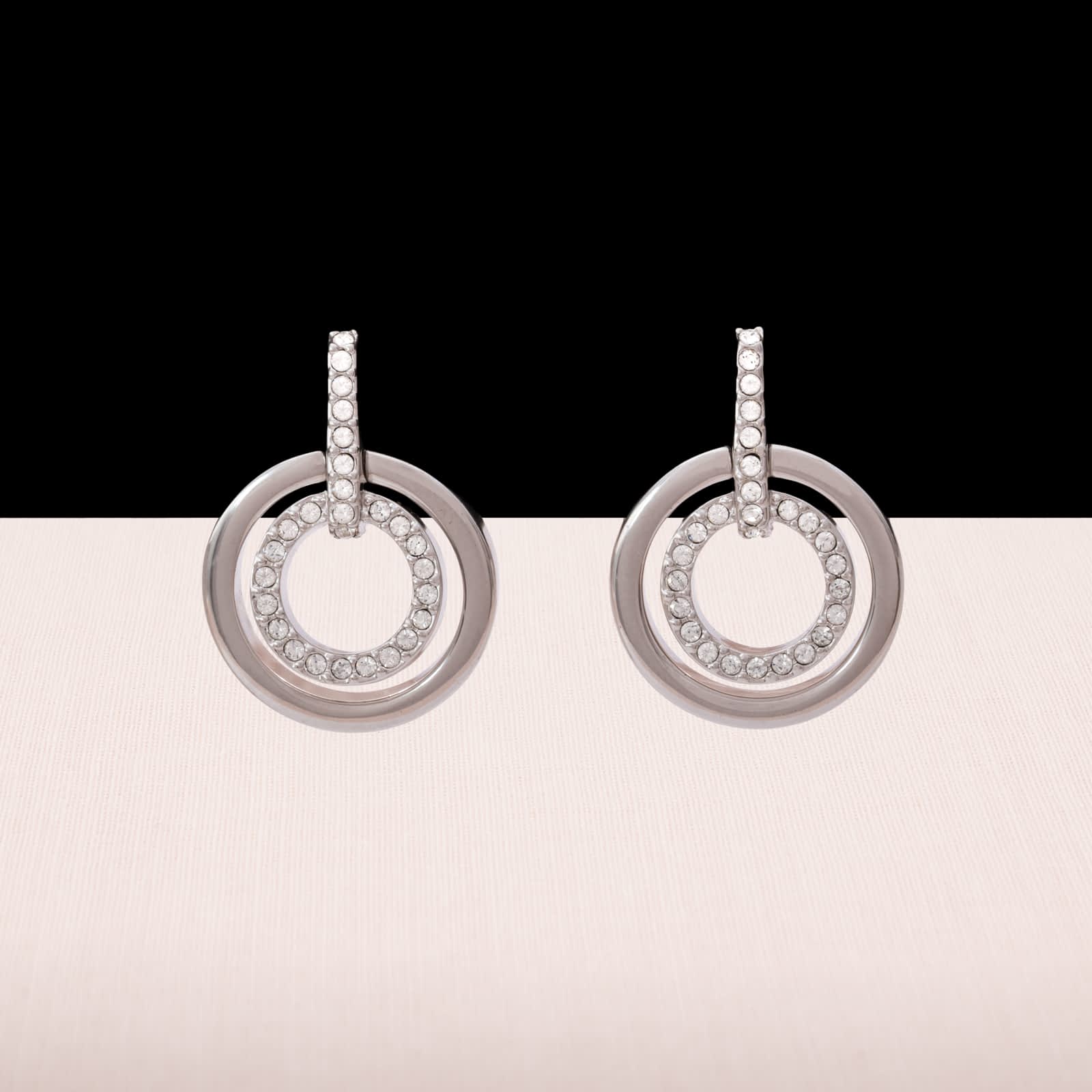 Swarovski-Ohrringe-Kristall-Ringe-silberfarben