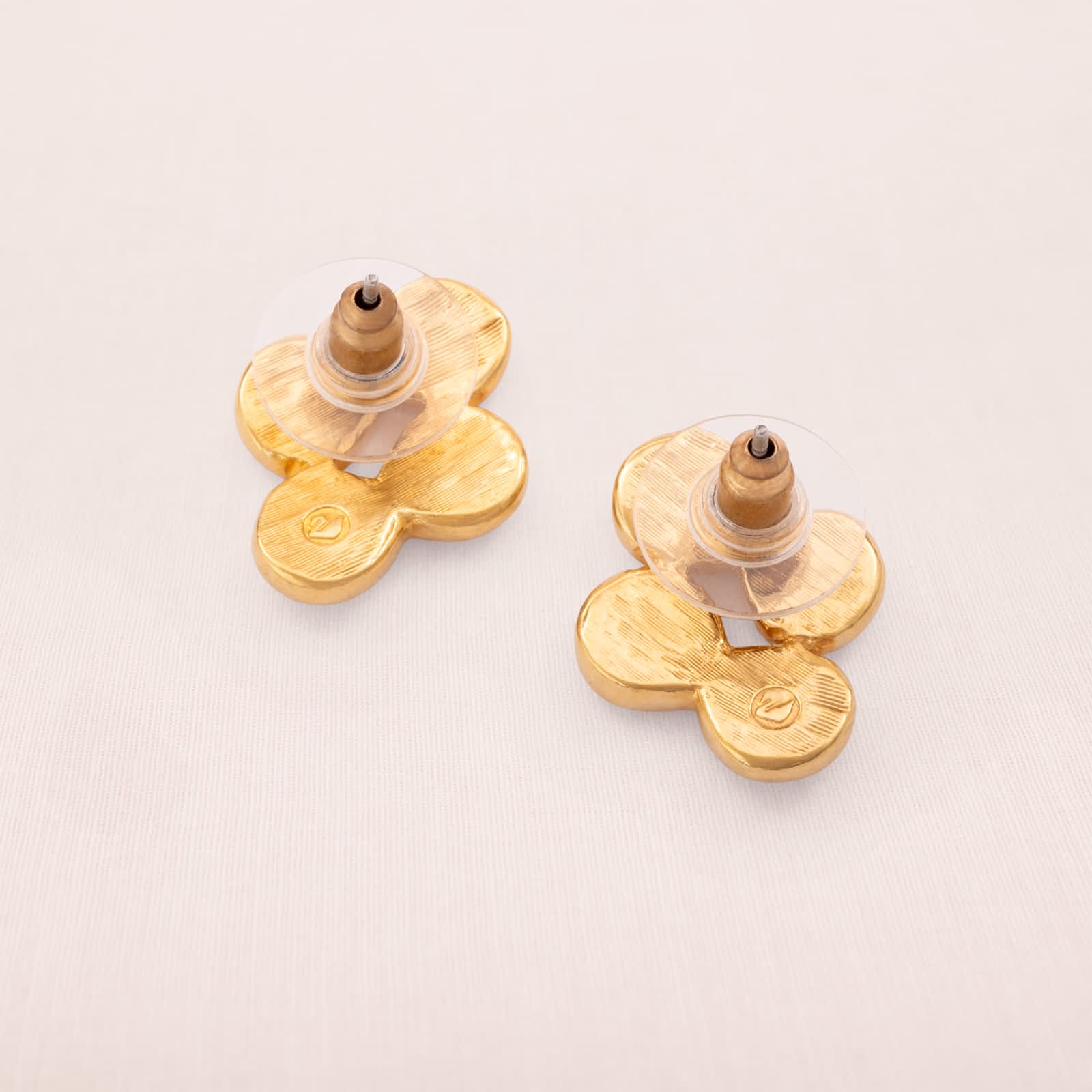 Swarovski-Ohrringe-vergoldete-Rückseiten-Schwan-signiert