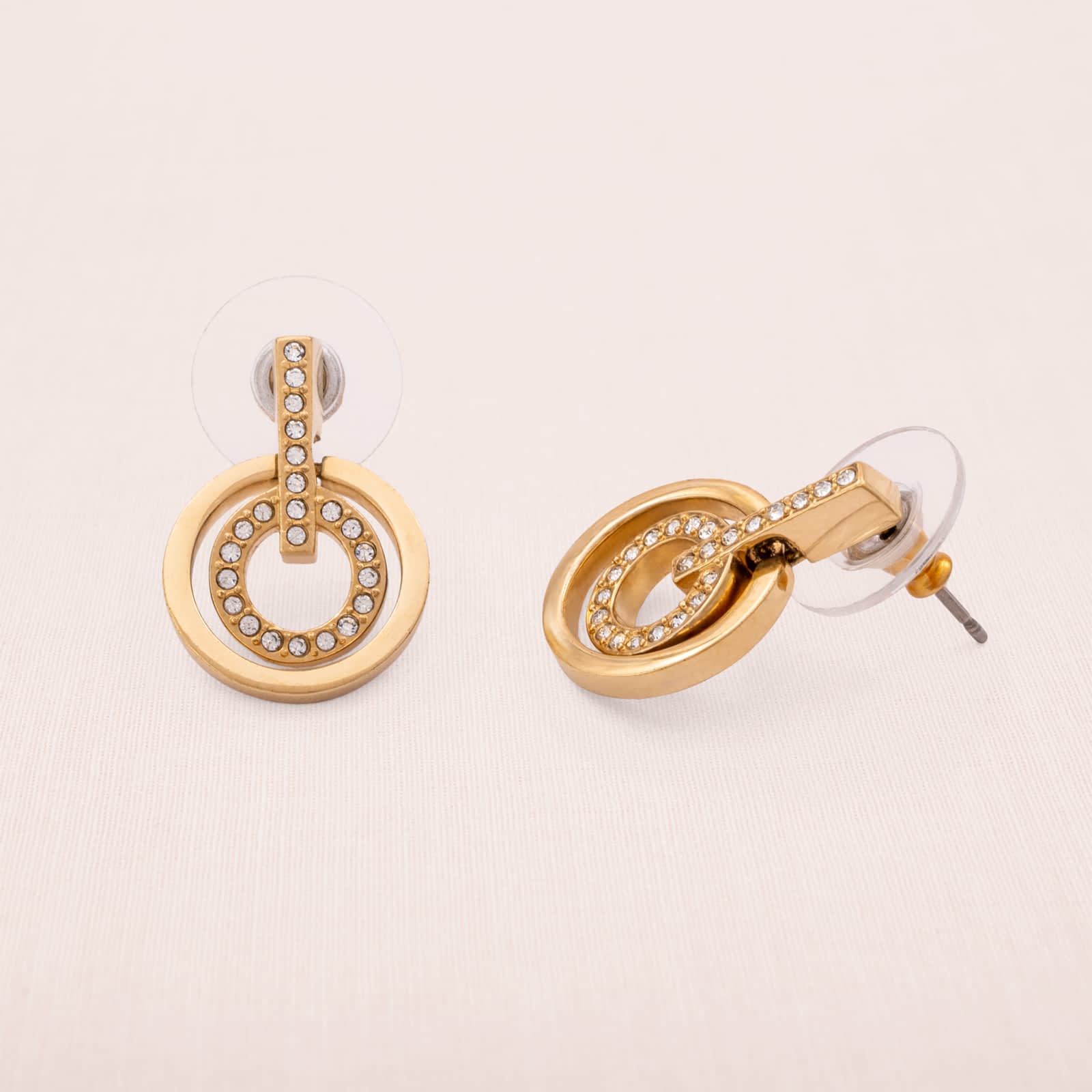 Swarovski-Ohrringe-vergoldete-Ringe-Kristallbesetzt